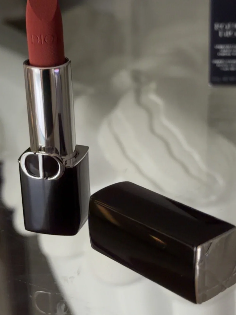 Dior Black Rouge Dior Lipstick with Silver CD Accent
